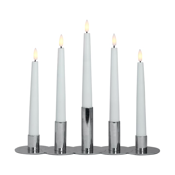 Lykke combinable candle sticks incl. 5 pcs LED-light, Chrome Watt & Veke