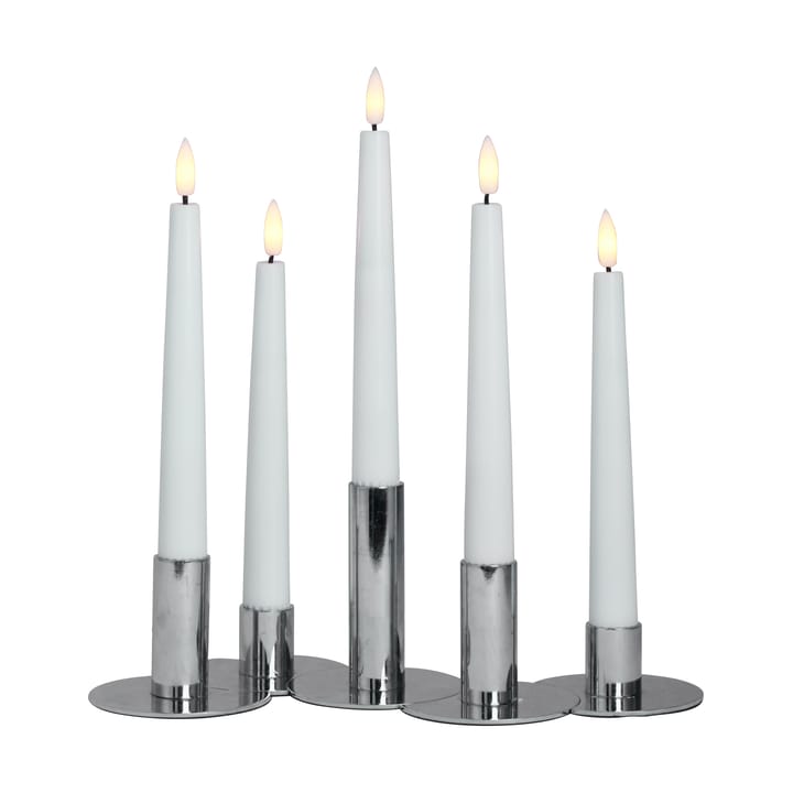 Lykke combinable candle sticks incl. 5 pcs LED-light, Chrome Watt & Veke