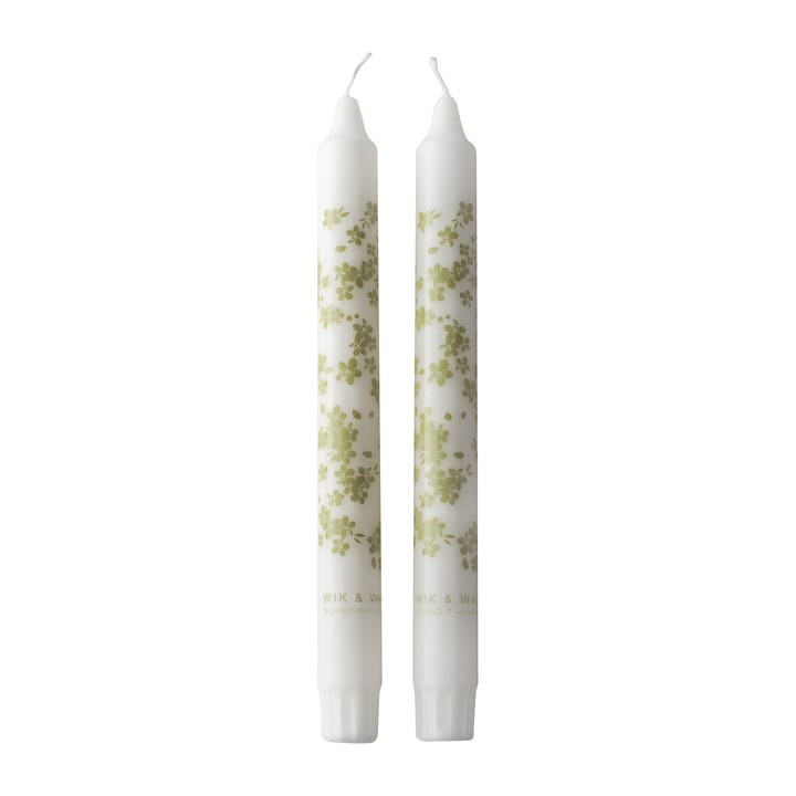 Slåpeblom tapered candle 2-pack - Green - Wik & Walsøe