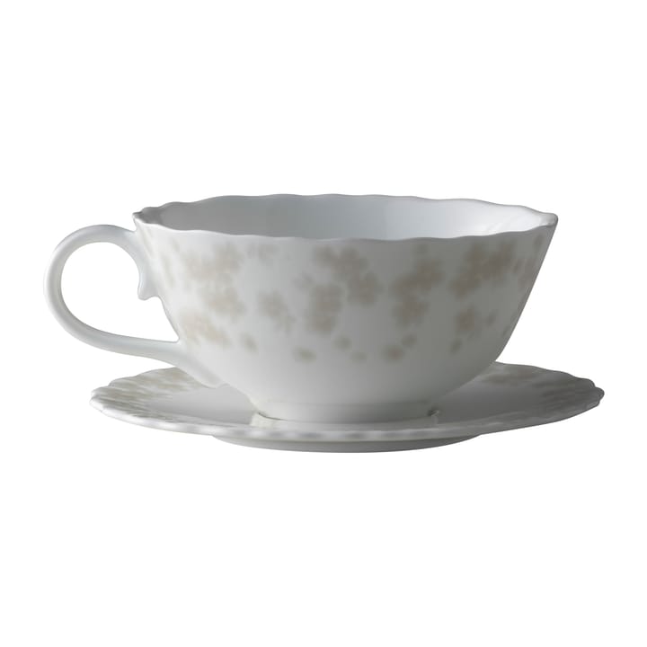 Slåpeblom teacup and saucer 30 cl, grey Wik & Walsøe